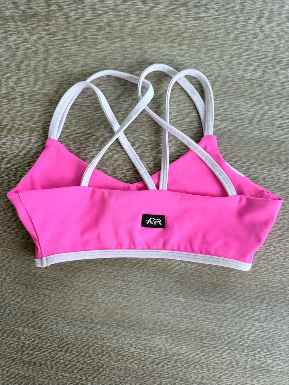 Tiger Friday Adult XS Neon Pink White Strappy Dance Bra Top Gymnastics Acro - Picture 2 of 3